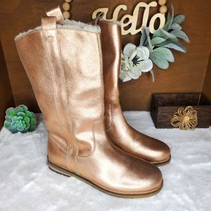 ZARA Girls Rose Gold Shepa Lined Boots Size 37